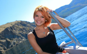 18 year old Alexis Crystal on knees for submissive cock serving action